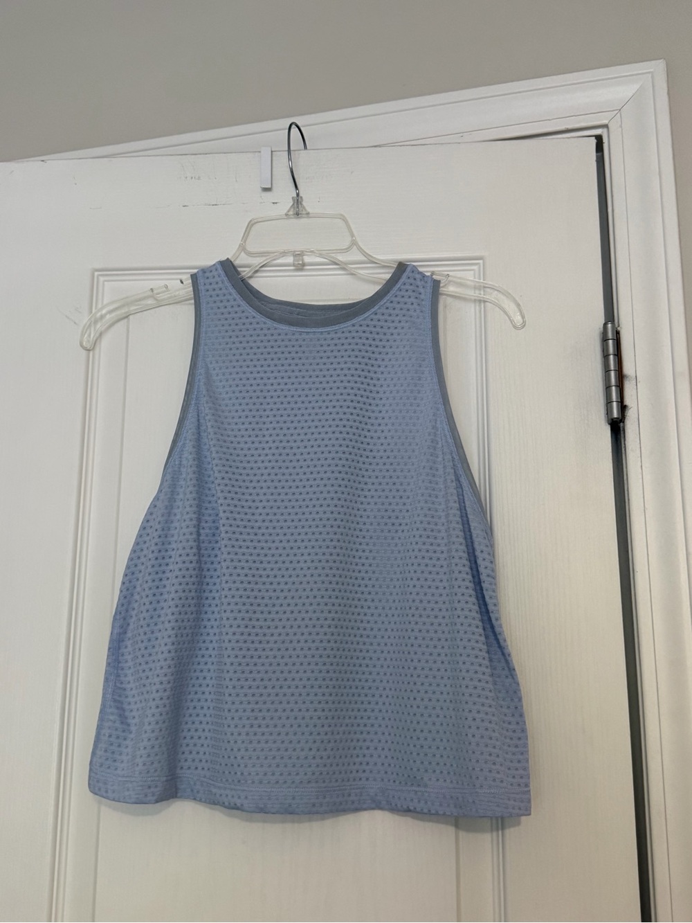 Athleta light blue polka dot workout tank, size XS